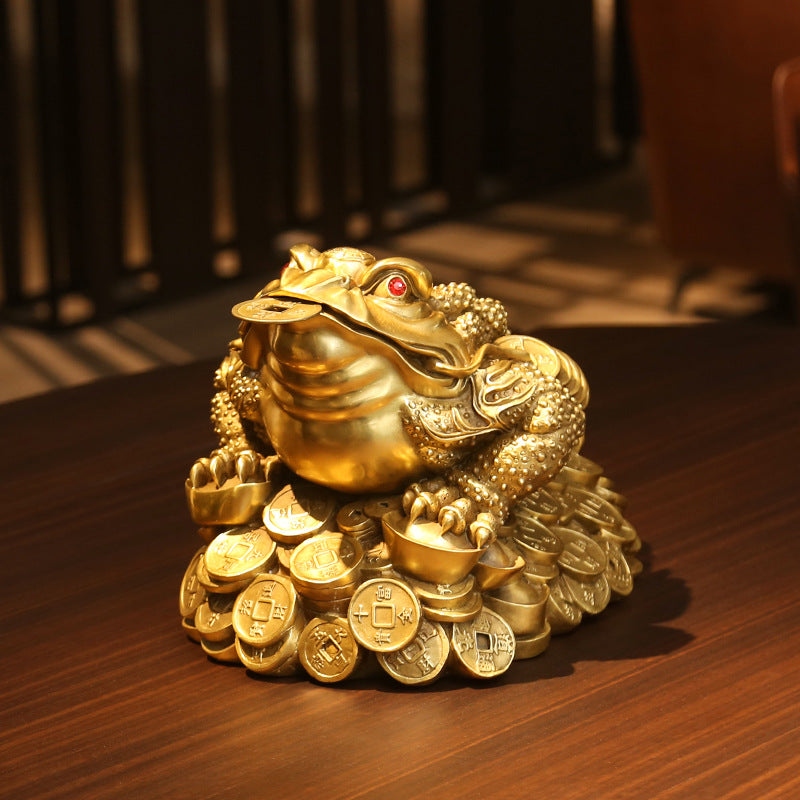 Brass Golden Toad Ornament Home Office Money Toad Craft Decoration Company Housewarming Opening Gift