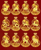 12Twelve Zodiac Phone Stickers Gourd Metal Stickers Peace Rooster Horse Dragon Snake Ox Sheep Monkey Idiom Stickers Wholesale