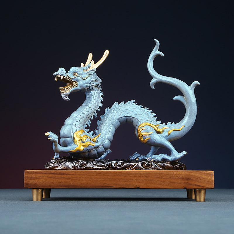 Colorful Copper Dragon Travels the World Ornament Zodiac Dragon Auspicious Dragon Home Office Decoration Opening Gift Display