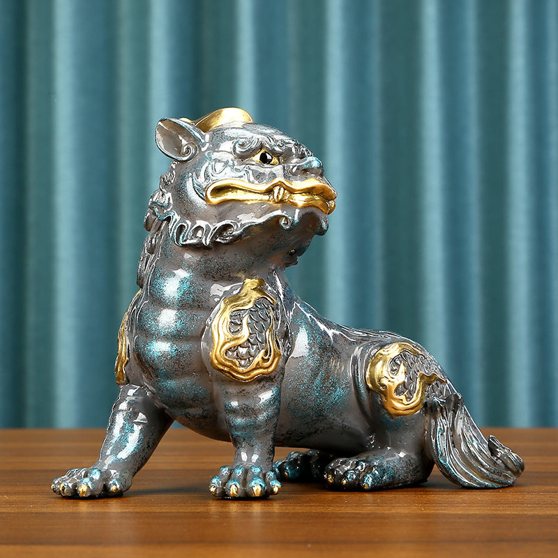 Colorful Copper Di Tings Ornament Home Office Auspicious Beast Brass Di Tings Desktop Decoration Gift Entrance Wine Cabinet Craft