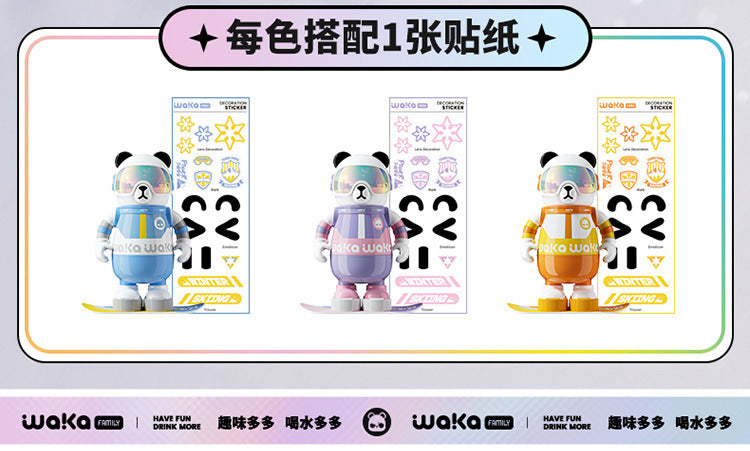 waka Panda Insulated Cup for Men and Women, High-Value Cartoon Trendy Toy Figurine, Ceramic Inner Liner, Food-Grade Children's Water Cup