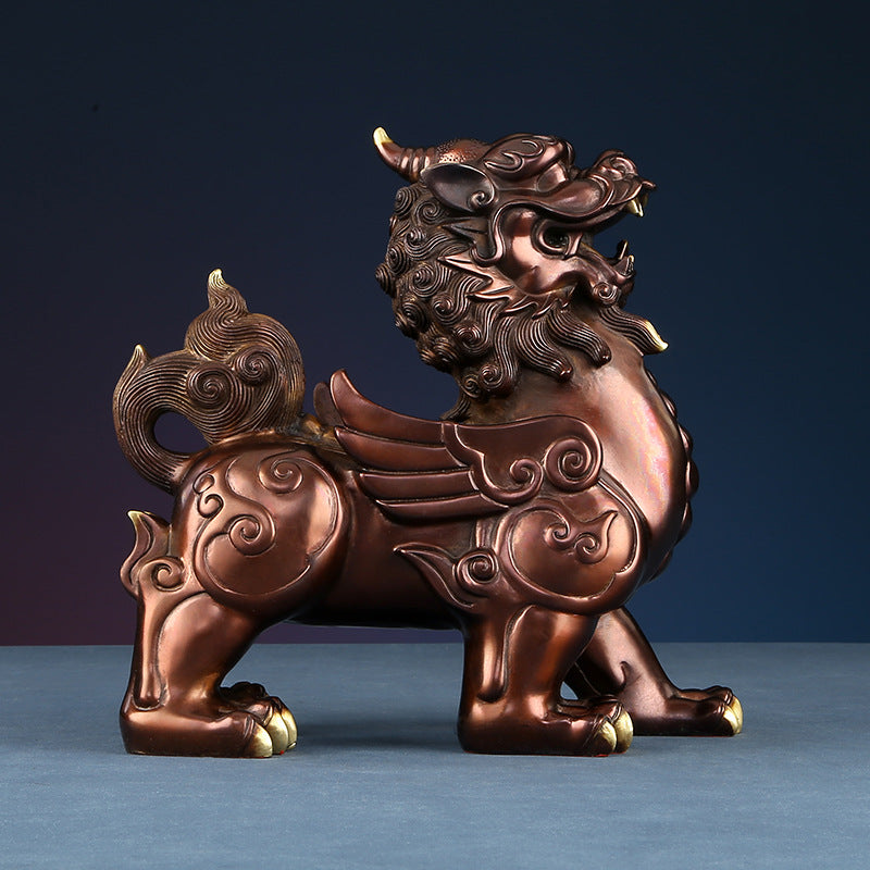 Bronze Kirin Figurine Home Office Decoration Living Room Craft Kirin Ornament Opening Gift