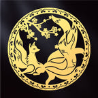 Taoist Nine-Tailed Fox Phone Sticker Metal Sticker Fox Sticker Gold Foil Good Luck Peach Blossom Sticker Phone Case Decoration Wholesale