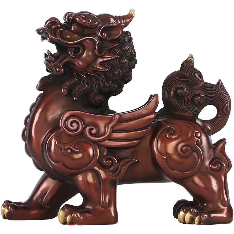 Bronze Kirin Figurine Home Office Decoration Living Room Craft Kirin Ornament Opening Gift