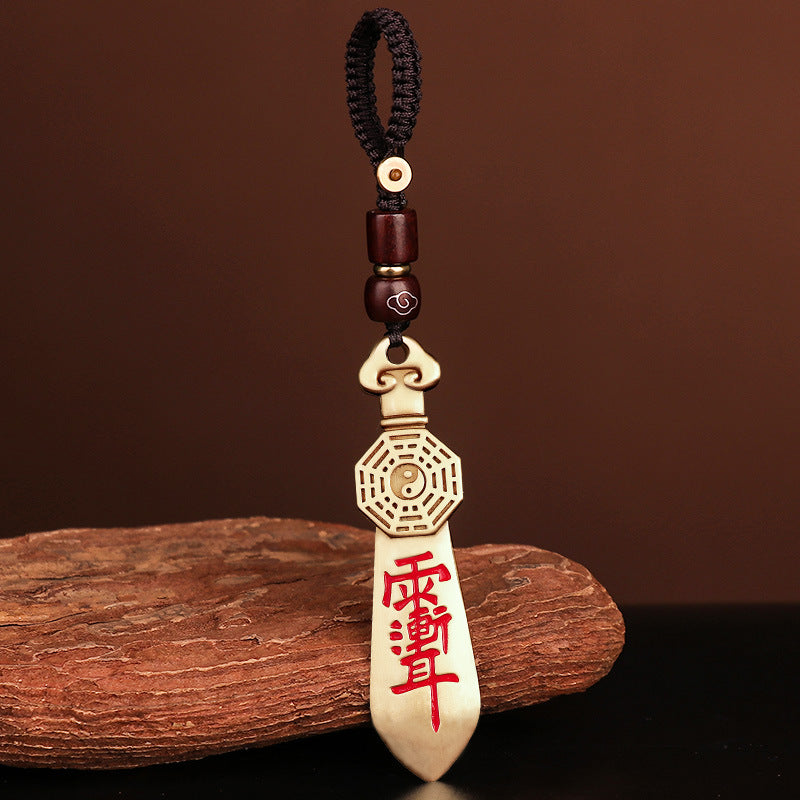 Taoist Brass Seven-Star Sword Bagua Zhiwei Taboo Pendant Rain Gradual Ear Peace Amulet Car Keychain Pendant Small