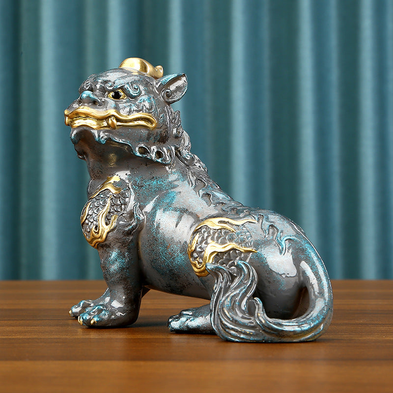 Colorful Copper Di Tings Ornament Home Office Auspicious Beast Brass Di Tings Desktop Decoration Gift Entrance Wine Cabinet Craft