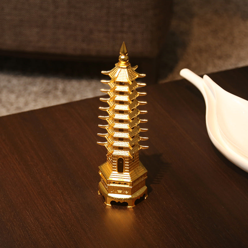 Brass Wenchang Pagoda Ornament Home Study Decoration Nine-Layer Wenchang Pagoda Desktop Craft Ornament