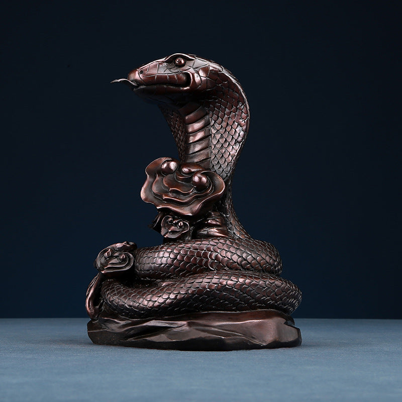 Brass Cobra Ornament Twelve Zodiac Snake Year Lucky Charm Home Decoration Craft Gift