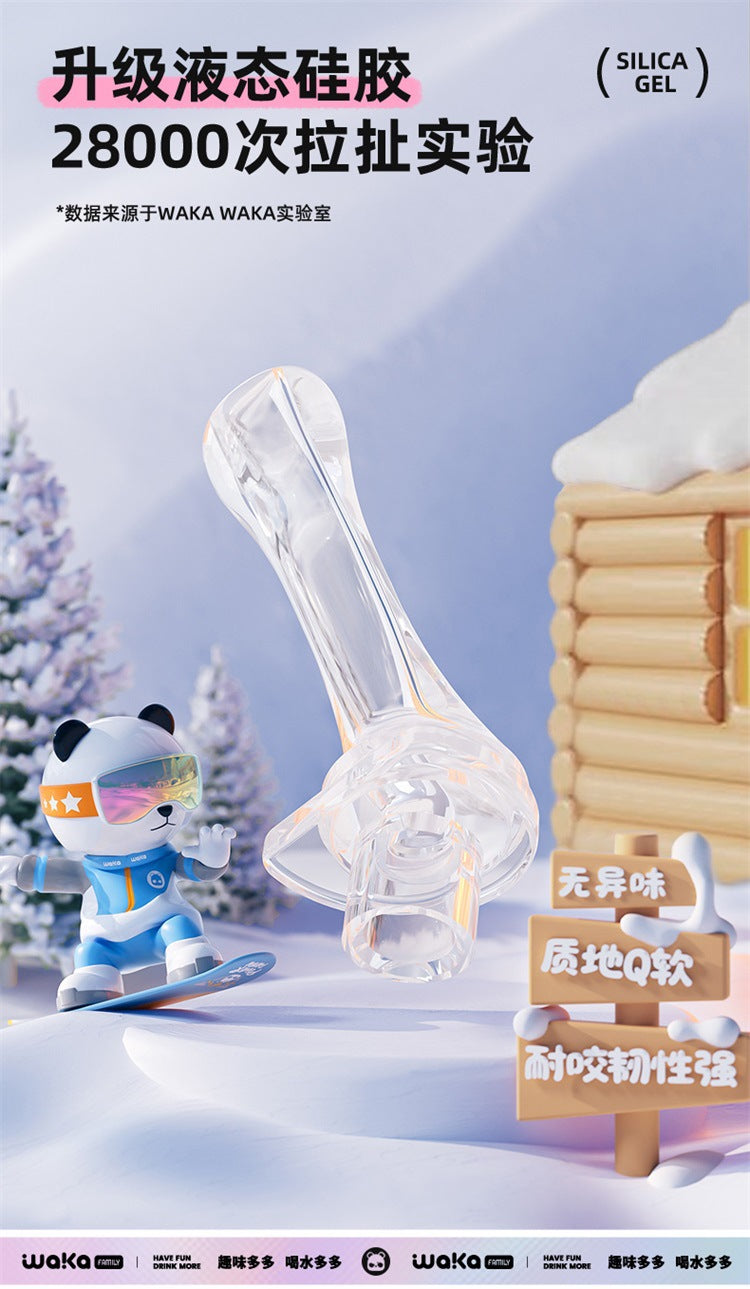 waka Panda Insulated Cup for Men and Women, High-Value Cartoon Trendy Toy Figurine, Ceramic Inner Liner, Food-Grade Children's Water Cup