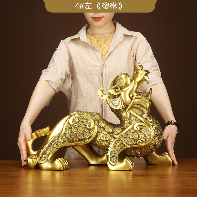 Copper Pixiu Figurine Craft Business Office Decoration Home Living Room Decoration Housewarming Opening Gift Figurine
