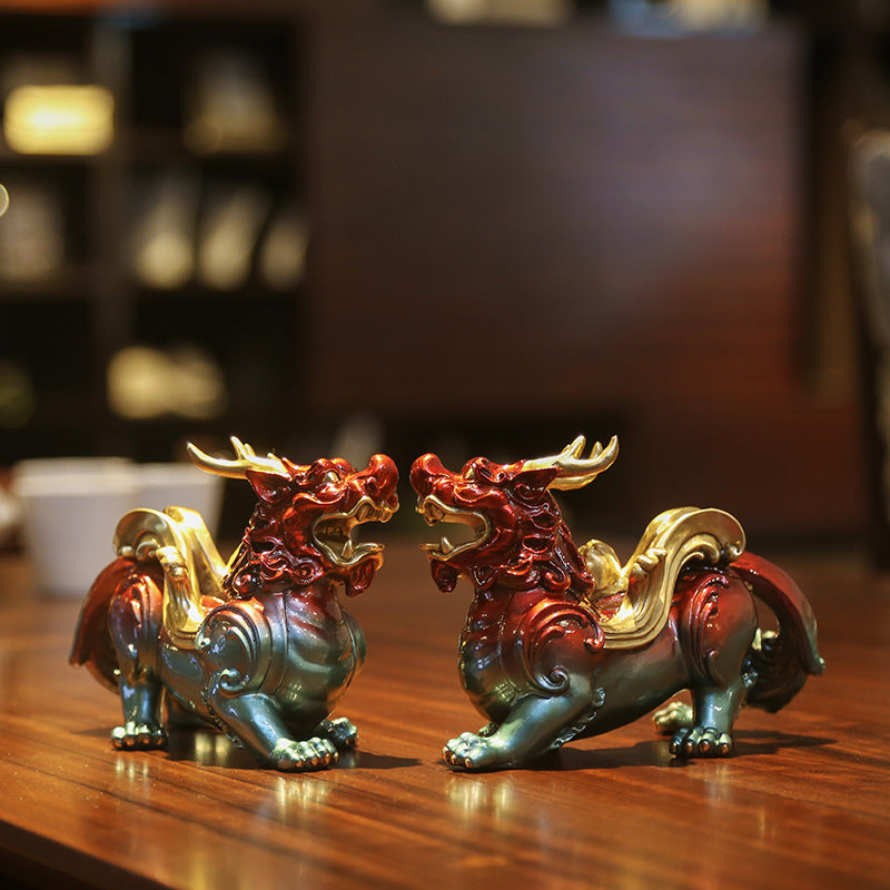 Colorful Copper Pixiu Ornament Home Living Room Office Decoration Entrance Display Craft Ornament