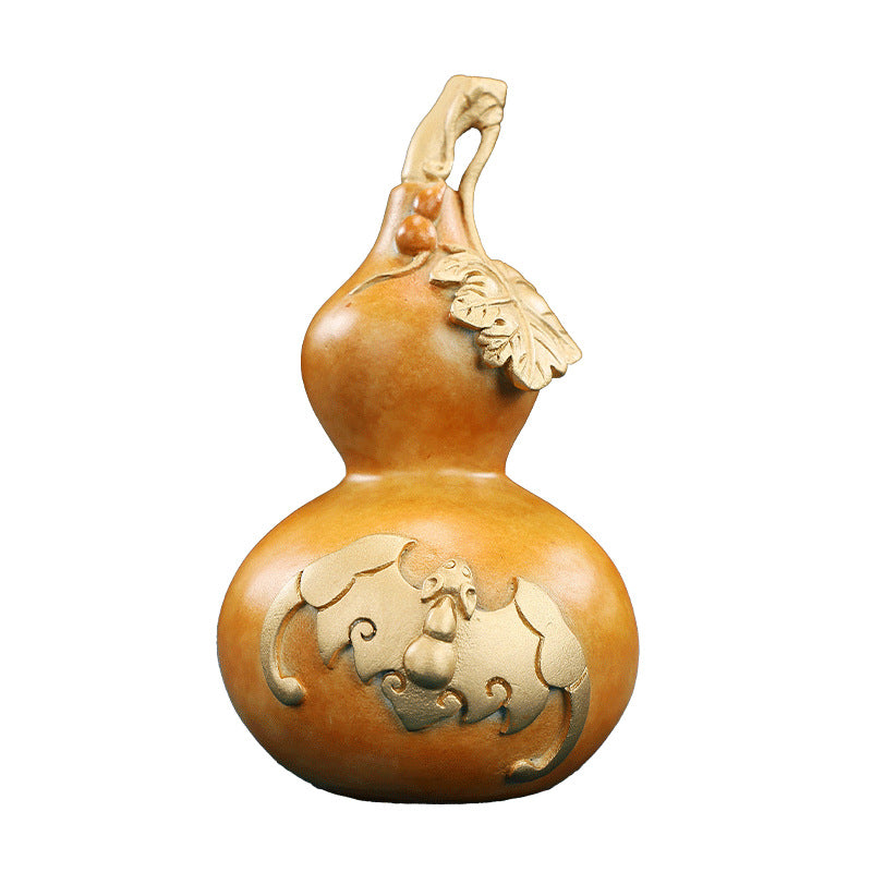 Colorful Copper Double Coin Gourd Ornament Home Office Desktop Gourd Copper Crafts Play Pieces Brass Ornaments