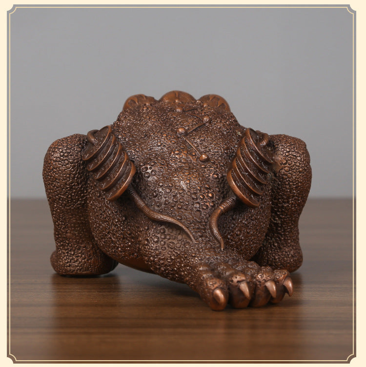 Red Copper Golden Toad Ornament Craft Living Room Office Home Decor Opening Gift