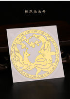 Taoist Nine-Tailed Fox Phone Sticker Metal Sticker Fox Sticker Gold Foil Good Luck Peach Blossom Sticker Phone Case Decoration Wholesale