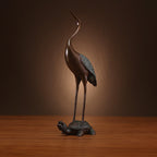 Brass Turtle and Crane Ornament Longevity Turtle Crane Fairy Crane Home Gift for Elderly Birthday Celebration Gift Living Room Decoration