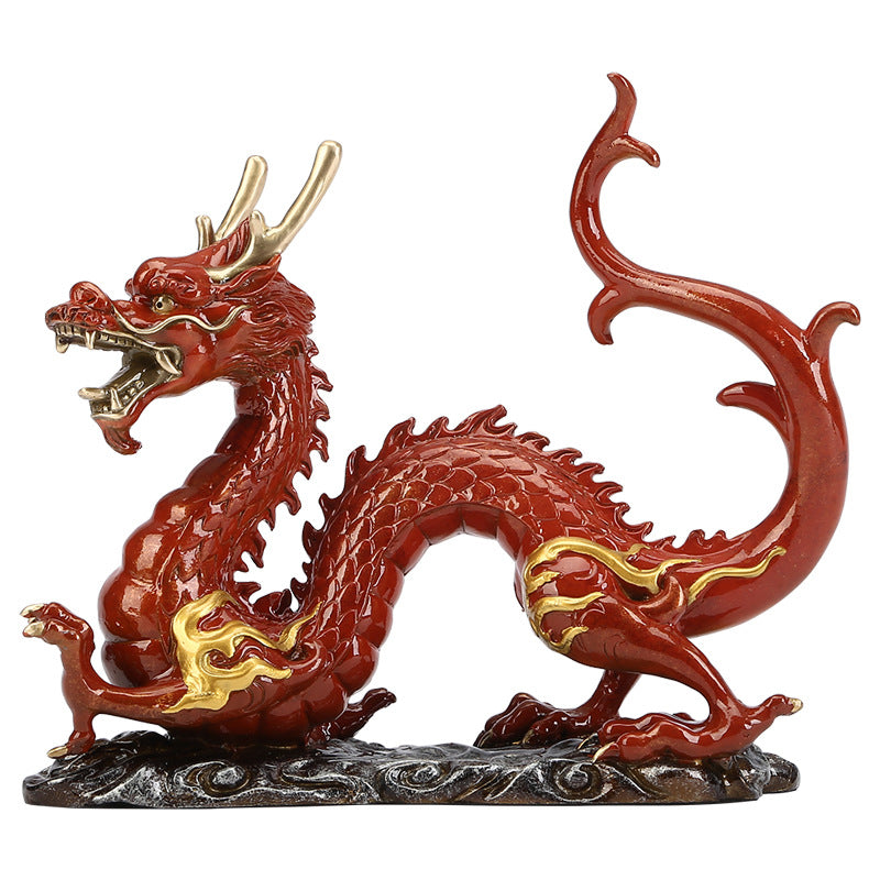 Colorful Copper Dragon Travels the World Ornament Zodiac Dragon Auspicious Dragon Home Office Decoration Opening Gift Display