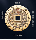 Pure Brass Nine-Character Mantra Purple Star Taboo Pendant Those Who Approach the Soldiers Shall Align in Formation Four Divine Beasts Copper Coin Necklace Taoist