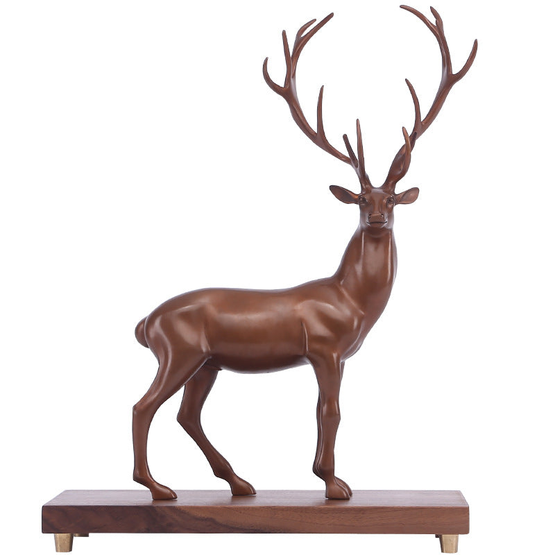 Red Copper Plum Blossom Deer Ornament Deer Ascending Promotion Office Desk Decoration Chinese Style Home Decor