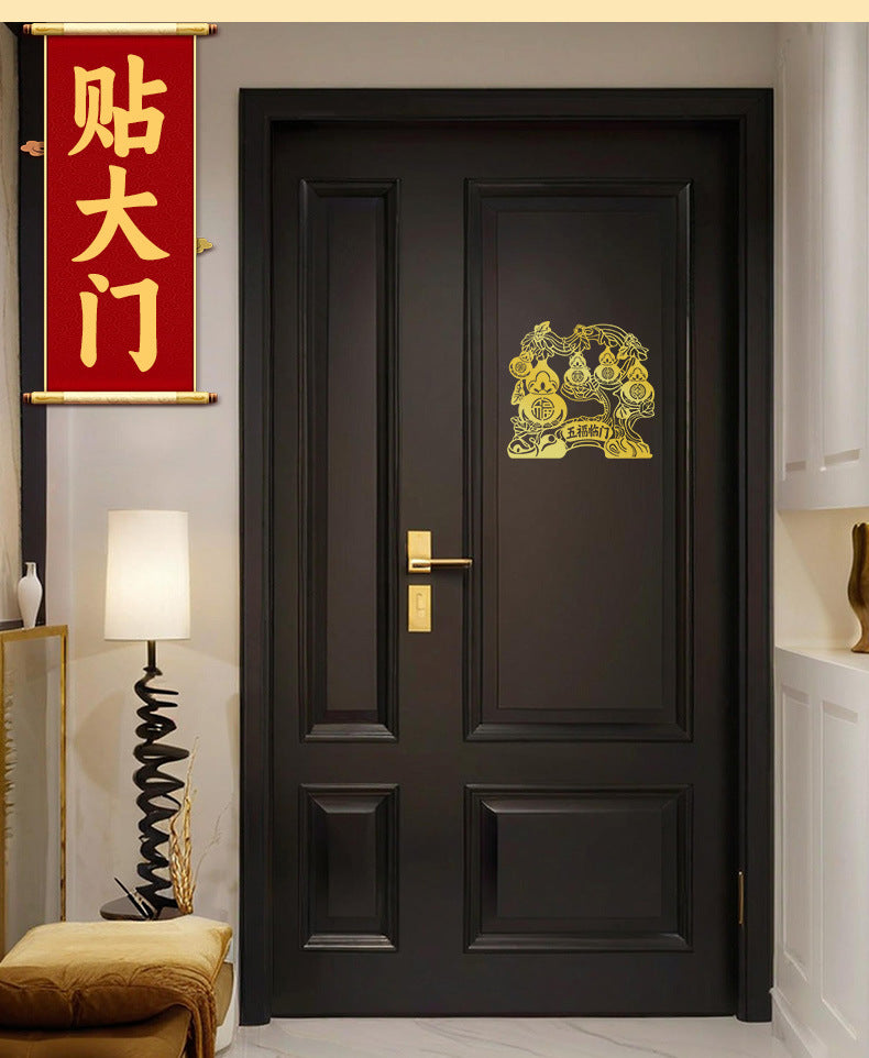 Five Blessings Gourd Sticker Hanging Decoration for Home Living Room Entrance Door Sticker Ornament Housewarming New Home Store Decoration Sticker