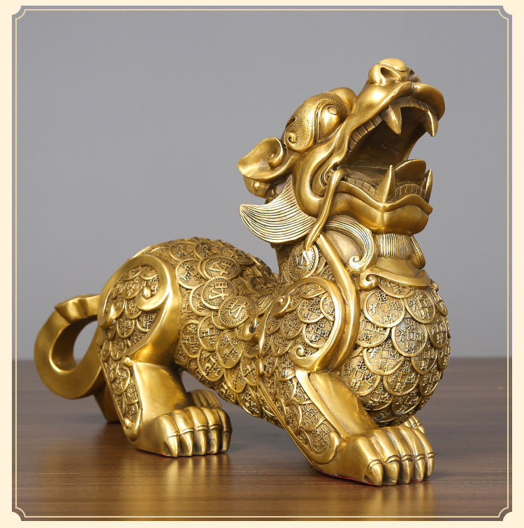 Copper Pixiu Figurine Craft Business Office Decoration Home Living Room Decoration Housewarming Opening Gift Figurine