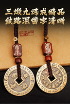 Pure Brass Nine-Character Mantra Purple Star Taboo Pendant Those Who Approach the Soldiers Shall Align in Formation Four Divine Beasts Copper Coin Necklace Taoist