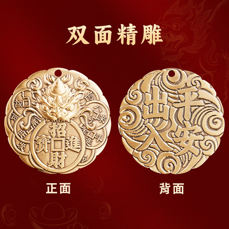 Brass Pixiu Wealth-Attracting and Safe Journey Car Pendant for Men, High-End Rearview Mirror Hanging Decoration, In-Car Wholesale