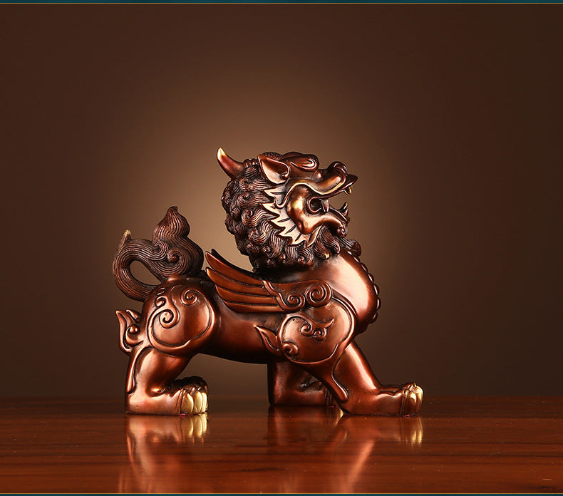Bronze Kirin Figurine Home Office Decoration Living Room Craft Kirin Ornament Opening Gift