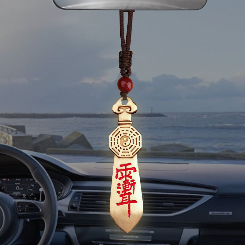 Taoist Brass Seven-Star Sword Bagua Zhiwei Taboo Pendant Rain Gradual Ear Peace Amulet Car Keychain Pendant Small