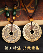 Pure Brass Nine-Character Mantra Purple Star Taboo Pendant Those Who Approach the Soldiers Shall Align in Formation Four Divine Beasts Copper Coin Necklace Taoist