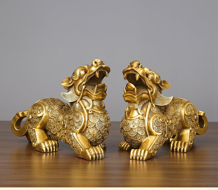 Copper Pixiu Figurine Craft Business Office Decoration Home Living Room Decoration Housewarming Opening Gift Figurine