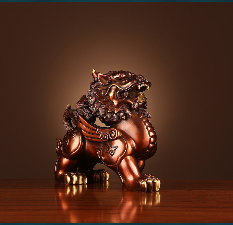 Bronze Kirin Figurine Home Office Decoration Living Room Craft Kirin Ornament Opening Gift