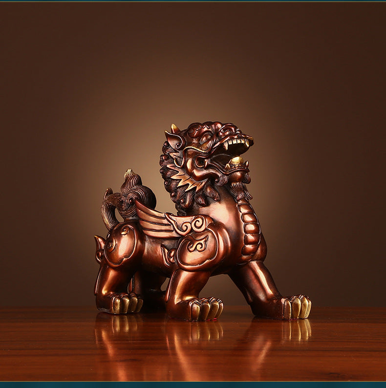 Bronze Kirin Figurine Home Office Decoration Living Room Craft Kirin Ornament Opening Gift