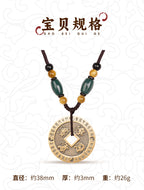Pure Brass Nine-Character Mantra Purple Star Taboo Pendant Those Who Approach the Soldiers Shall Align in Formation Four Divine Beasts Copper Coin Necklace Taoist