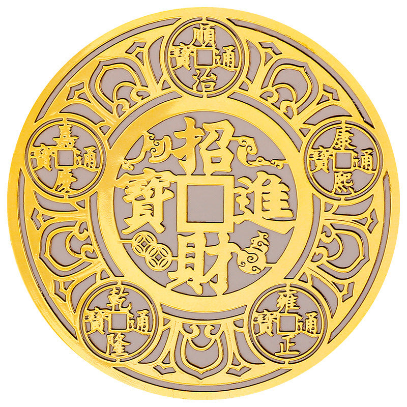 Fortune-Attracting Five Emperors Money Metal Sticker for Entrance Door, Door Hanging Ornament for Neighbor's Door, Staircase, Elevator, and Shoe Cabinet