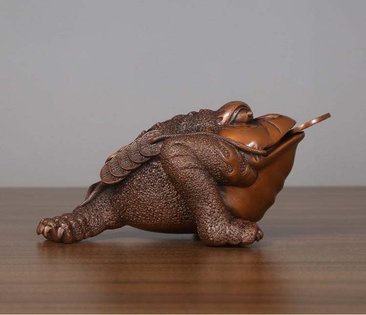 Red Copper Golden Toad Ornament Craft Living Room Office Home Decor Opening Gift