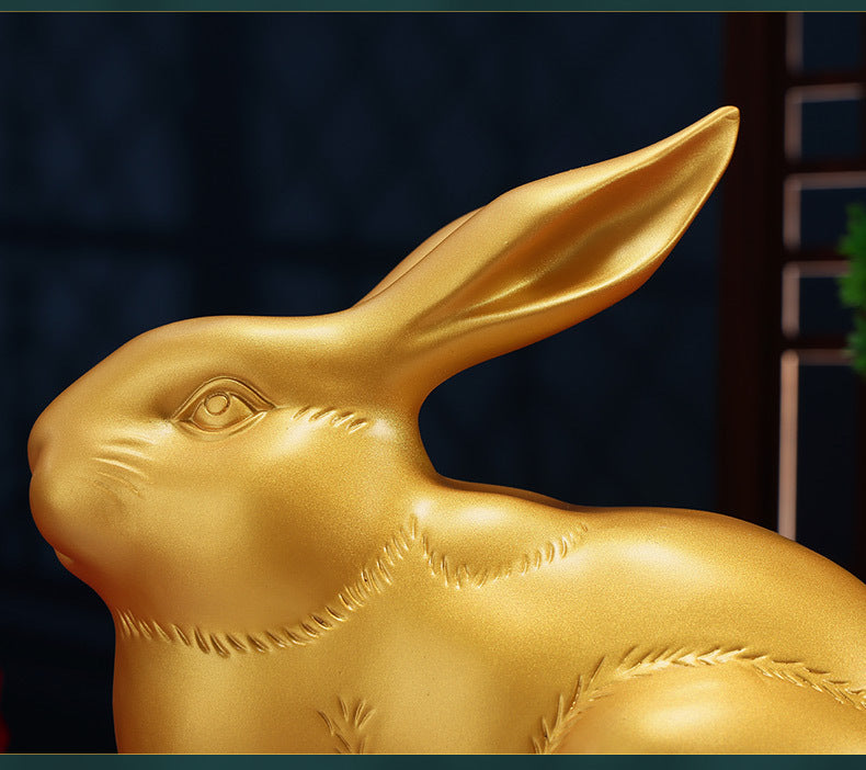 Brass Zodiac Rabbit Ornament for Home Office Desktop gold Wealth Rabbit Copper Craft Zodiac Gift Decorative Copperware