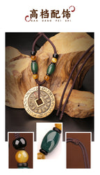 Pure Brass Nine-Character Mantra Purple Star Taboo Pendant Those Who Approach the Soldiers Shall Align in Formation Four Divine Beasts Copper Coin Necklace Taoist