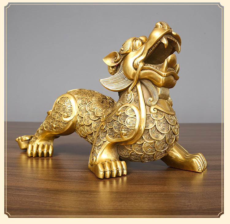 Copper Pixiu Figurine Craft Business Office Decoration Home Living Room Decoration Housewarming Opening Gift Figurine