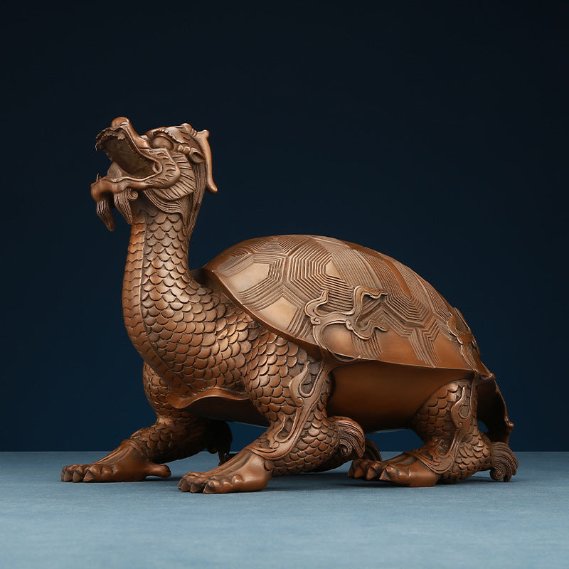 Copper Dragon Turtle Ornament Home Office Desktop Craft Dragon Head Turtle Decoration Opening Gift Copper Craft