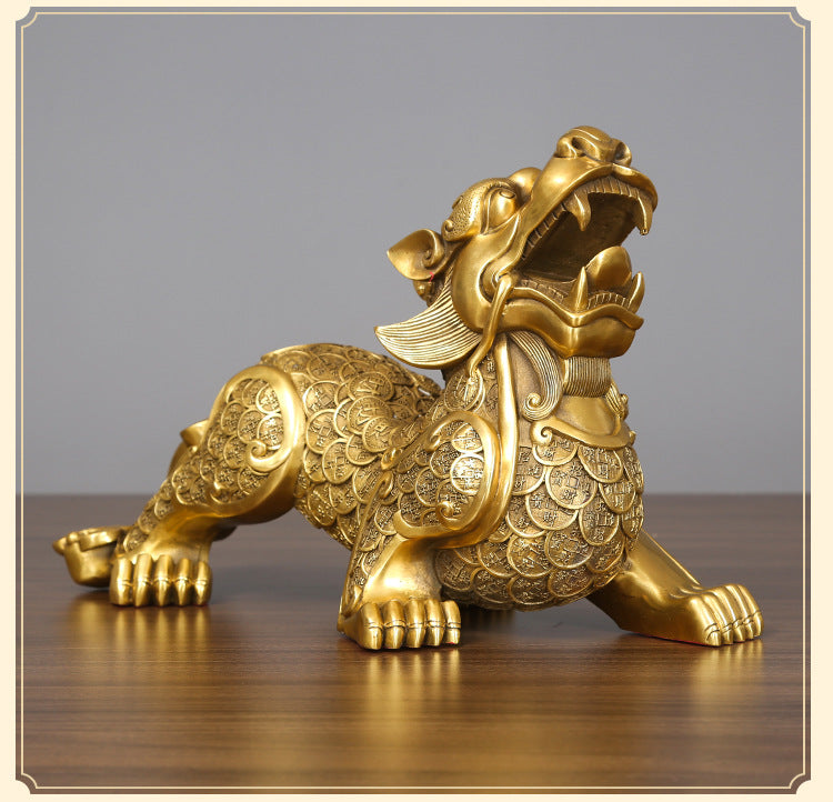 Copper Pixiu Figurine Craft Business Office Decoration Home Living Room Decoration Housewarming Opening Gift Figurine