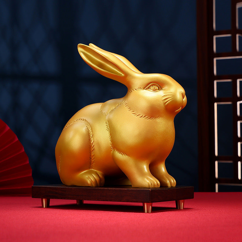 Brass Zodiac Rabbit Ornament for Home Office Desktop gold Wealth Rabbit Copper Craft Zodiac Gift Decorative Copperware
