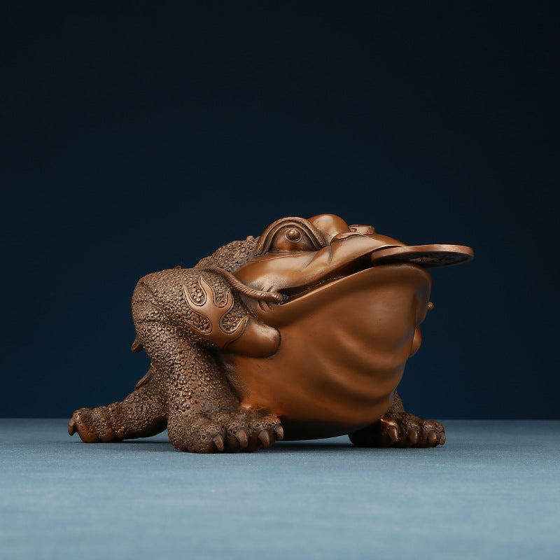 Red Copper Golden Toad Ornament Craft Living Room Office Home Decor Opening Gift