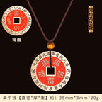 Brass Cinnabar Purple Star Forbidden Five Thunder Order Copper Coin Pendant Nine-Character Mantra Beidou Seven Stars Purple Star Necklace Ancient Coin Wholesale