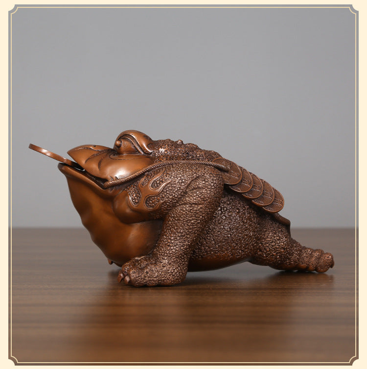 Red Copper Golden Toad Ornament Craft Living Room Office Home Decor Opening Gift
