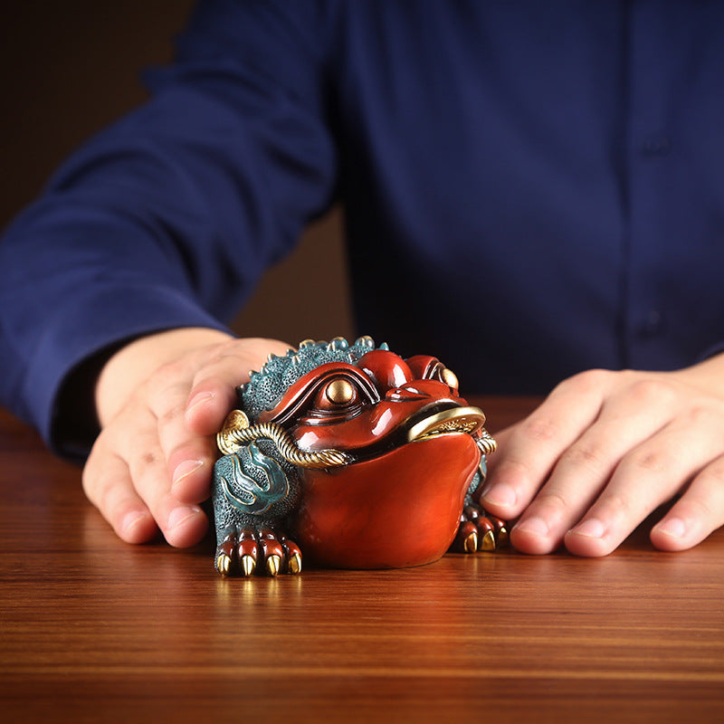 Colorful Copper Golden Toad Ornament Office Home Indoor Desktop Toad Craft Gift Copper Golden Toad Small Decoration