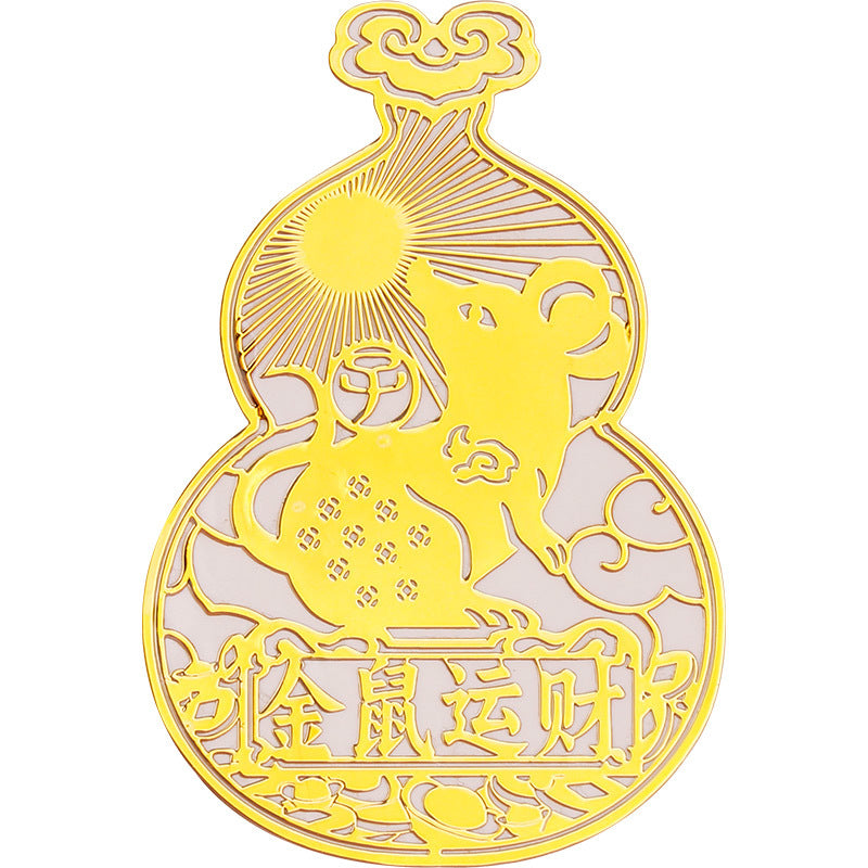12Twelve Zodiac Phone Stickers Gourd Metal Stickers Peace Rooster Horse Dragon Snake Ox Sheep Monkey Idiom Stickers Wholesale