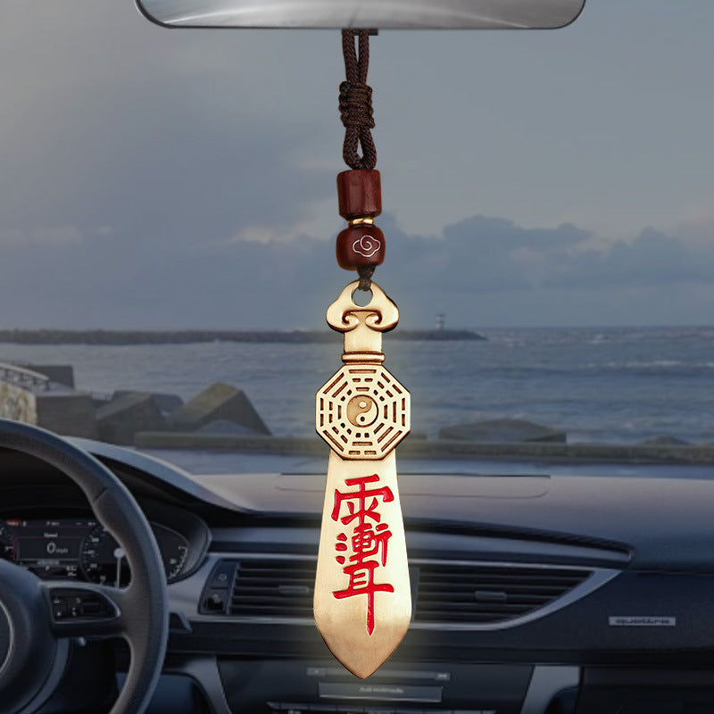 Taoist Brass Seven-Star Sword Bagua Zhiwei Taboo Pendant Rain Gradual Ear Peace Amulet Car Keychain Pendant Small