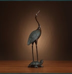 Brass Turtle and Crane Ornament Longevity Turtle Crane Fairy Crane Home Gift for Elderly Birthday Celebration Gift Living Room Decoration