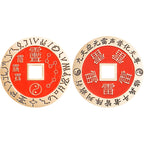 Brass Cinnabar Purple Star Forbidden Five Thunder Order Copper Coin Pendant Nine-Character Mantra Beidou Seven Stars Purple Star Necklace Ancient Coin Wholesale
