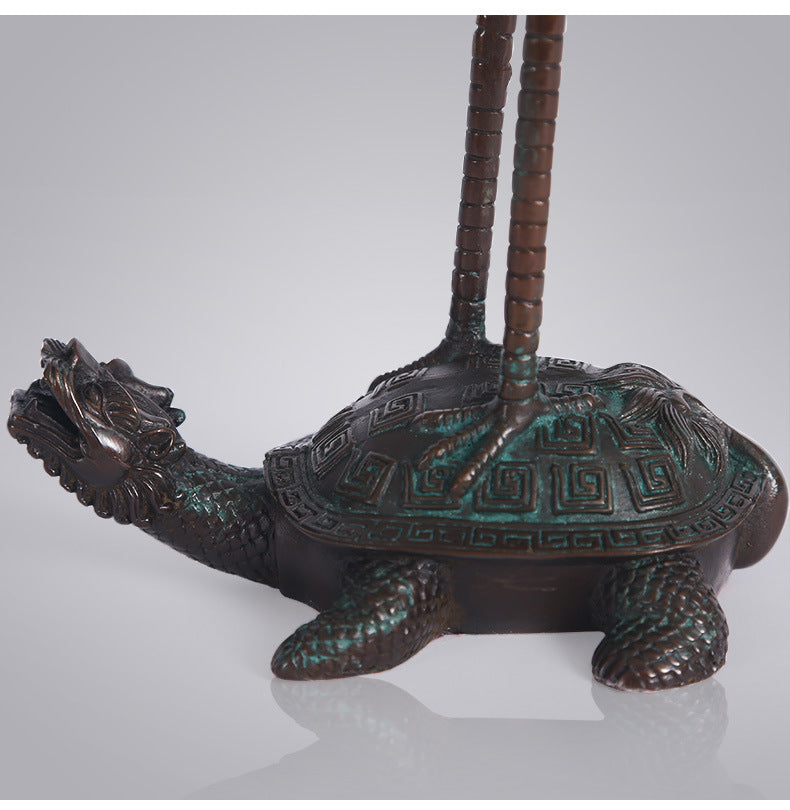 Brass Turtle and Crane Ornament Longevity Turtle Crane Fairy Crane Home Gift for Elderly Birthday Celebration Gift Living Room Decoration